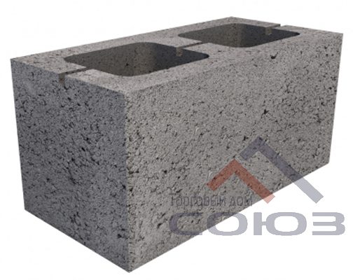 Двухпустотный стеновой керамзитобетонный блок 400x200x200 мм СКЦ-1Р плотность 900