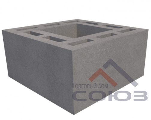 Пустотелый бетонный блок для дымохода 400x400x200 мм плотность 1100