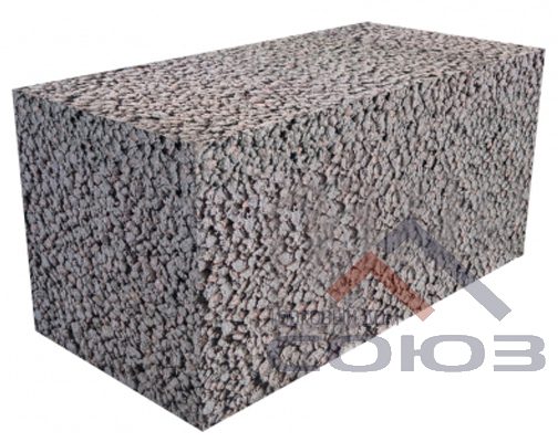 Полнотелый стеновой керамзитобетонный блок 400x200x200 мм СКЦ-1ПРП (С) плотность 1200