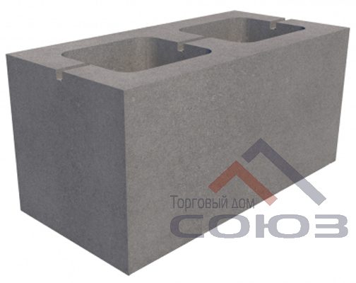 Двухпустотный стеновой бетонный блок с закрытым дном 390x190x188 мм СКЦ-1Л плотность 1200