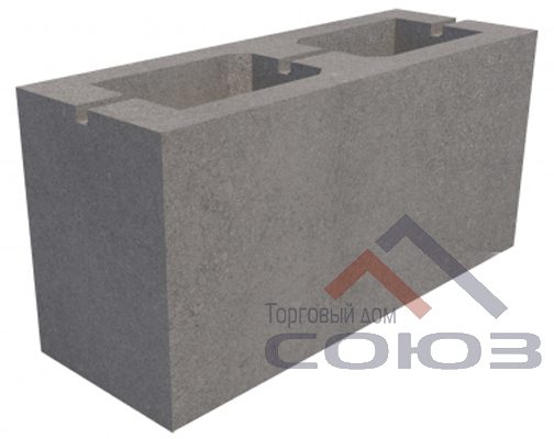 Двухпустотный стеновой бетонный блок 390x140x188 мм СКЦ-14Л плотность 1450