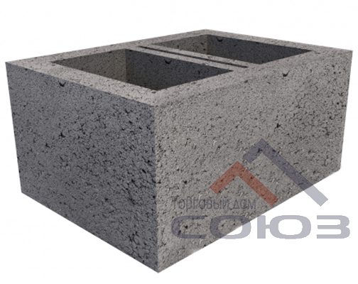 Двухпустотный стеновой керамзитобетонный блок с открытым дном 400x290x200 мм СКЦ-29Р плотность 900