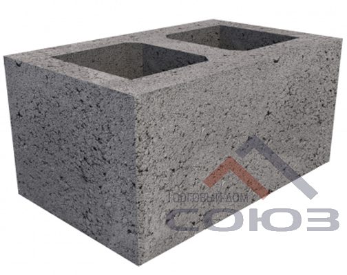 Двухпустотный стеновой керамзитобетонный блок с открытым дном 400x240x200 мм СКЦ-24Р плотность 900