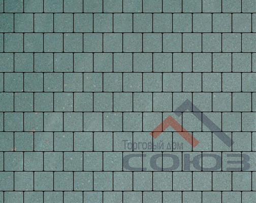 Тротуарная плитка Квадрат синий частичный прокрас на сером цементе 100x100x60мм Фабрика Готика