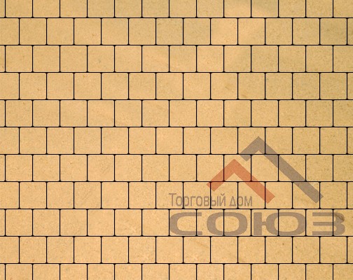 Тротуарная плитка Квадрат желтый частичный прокрас на белом цементе 100x100x60мм Фабрика Готика