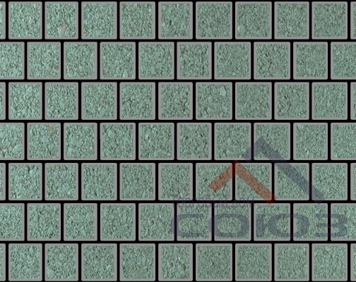 Тротуарная плитка Квадрат зеленый частичный прокрас на белом цементе 150x150x60мм Фабрика Готика