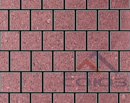 Тротуарная плитка Квадрат красный частичный прокрас на сером цементе 200x200x60мм Фабрика Готика