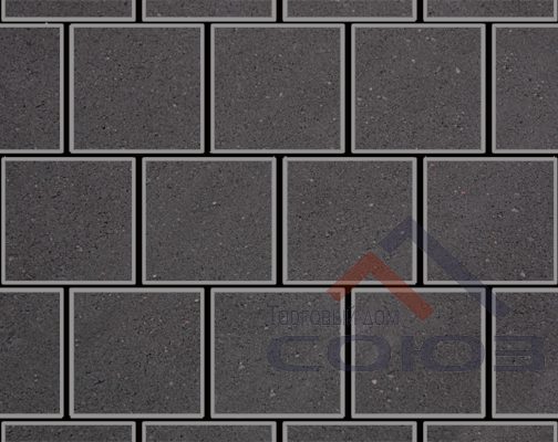 Тротуарная плитка Квадрат черный полный прокрас на сером цементе 300x300x40мм Фабрика Готика