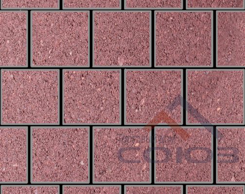 Тротуарная плитка Квадрат красный полный прокрас на сером цементе 300x300x40мм Фабрика Готика