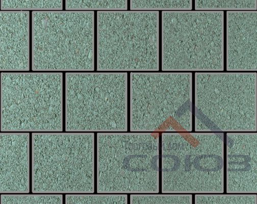 Тротуарная плитка Квадрат зеленый полный прокрас на белом цементе 300x300x50мм Фабрика Готика