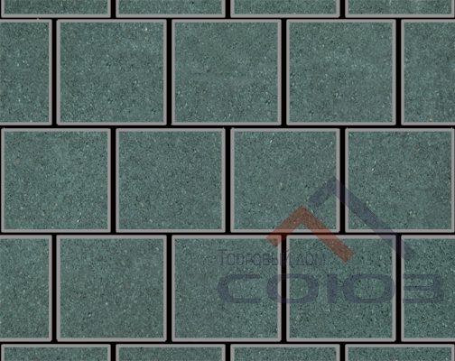 Тротуарная плитка Квадрат зеленый полный прокрас на сером цементе 300x300x50мм Фабрика Готика