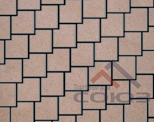 Тротуарная плитка Калипсо бежевый частичный прокрас на белом цементе 200x200x60мм Фабрика Готика