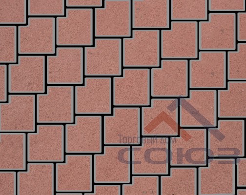 Тротуарная плитка Калипсо красный частичный прокрас на белом цементе 200x200x60мм Фабрика Готика